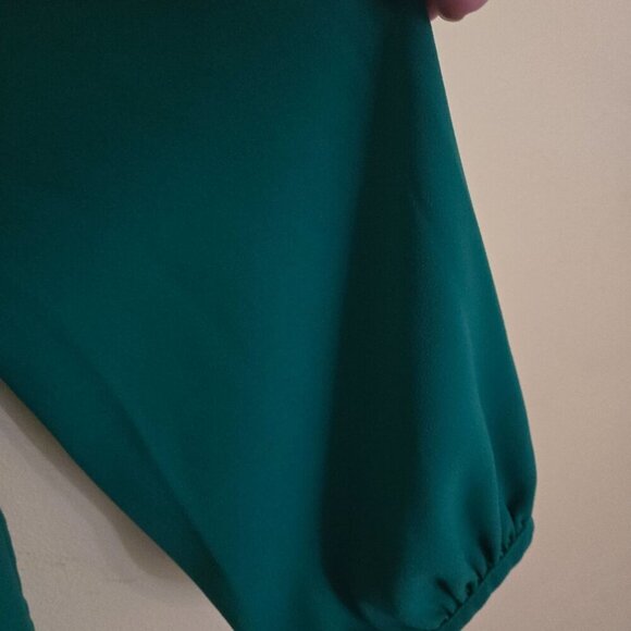 J.Crew High Ruffled Neck Balloon Sleeve Emerald Green Blouse Plussize Size XXL - Picture 7 of 10